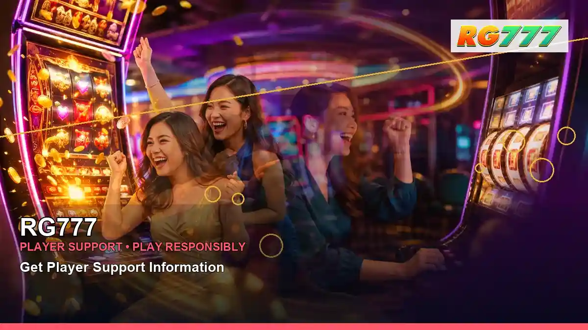 RG777 luxury online slot games featuring an adult Filipina casino host with a panoramic reel composition